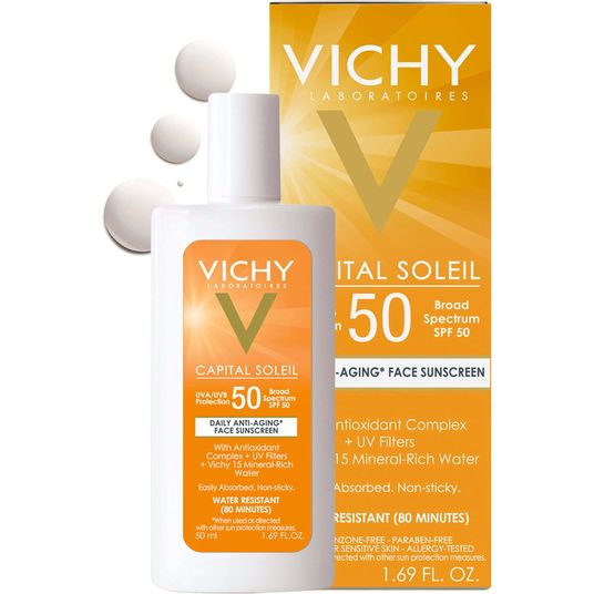 Vichy Capital Soleil Face Sunscreen Lotion, Daily Anti Aging Sunblock with Broad Spectrum SPF 50, Dermatologist Recommended,1.69 Fl. Oz.