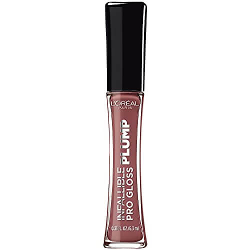 L'Oreal Paris Infallible Pro Gloss Plump Lip Gloss with Hyaluronic Acid, Long Lasting Plumping Shine, Lips Look Instantly Fuller and More Plump, Radiant Mauve, 0.21 fl. oz.